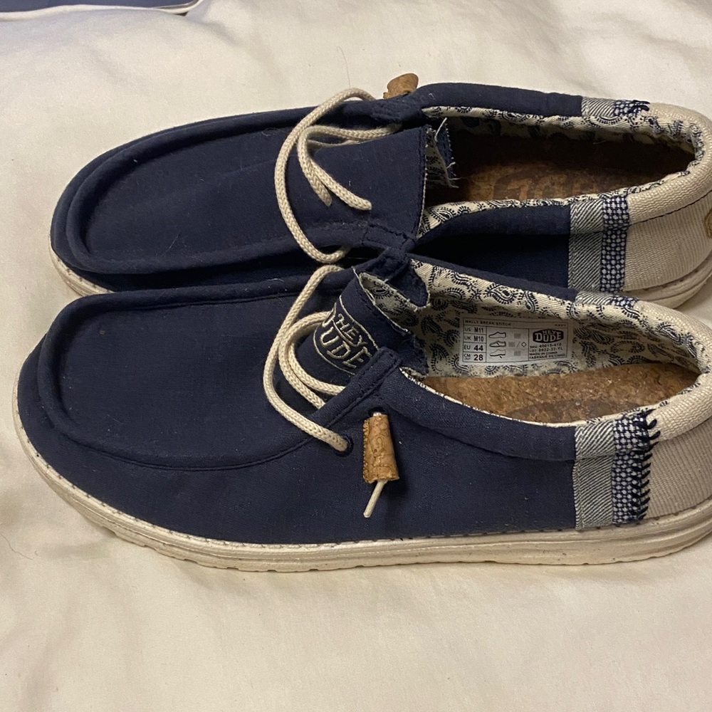 Hey Dude Men's Blue and Beige Loafers